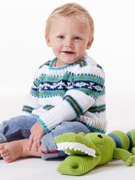 Knitted sweater with pattern in colors