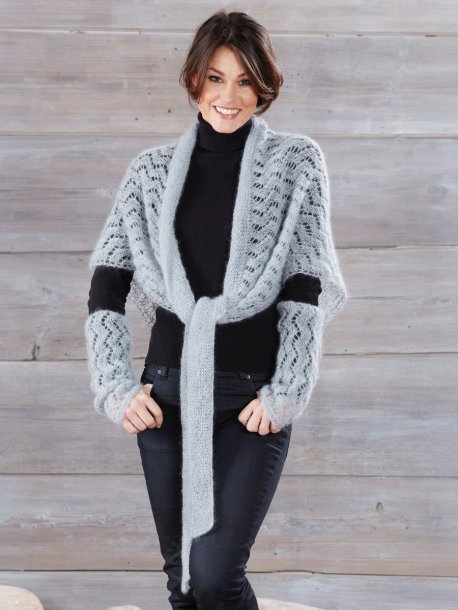 Knitted shawl and wrist warmers