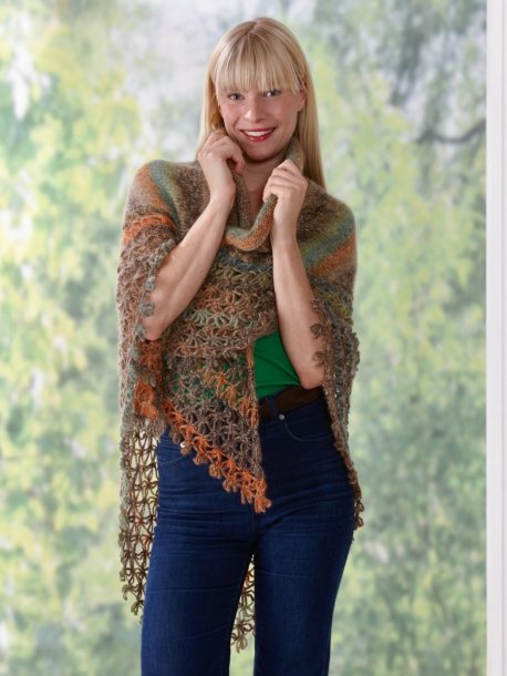 Shawl with crocheted edge