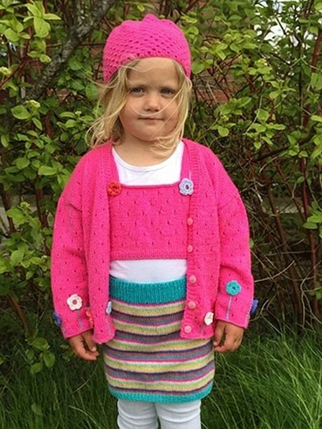 Children's set - cardigan, skirt and hat