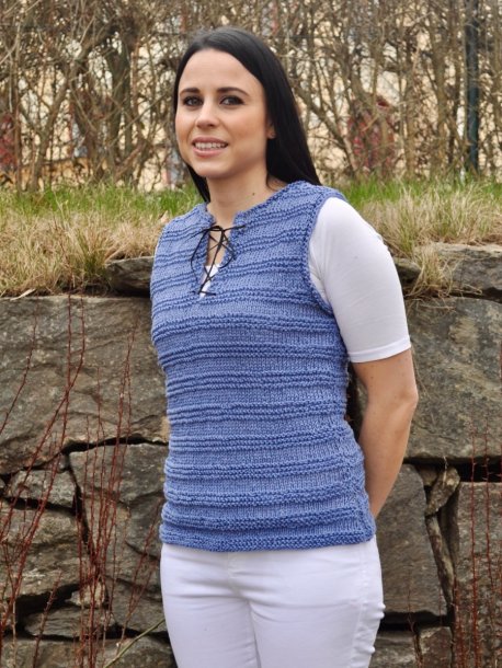 Top with lace-up detail, knitted in double yarn