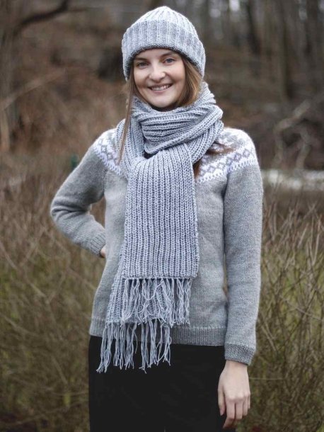 patent knit scarf and hat
