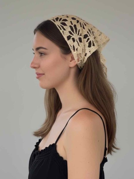 Patterned crocheted hip shawl