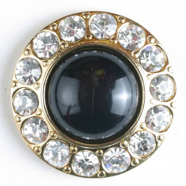 Rhinestone button Gold-Black 20 mm