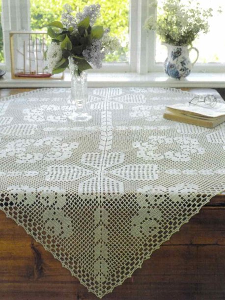 Crochet tablecloth in squares