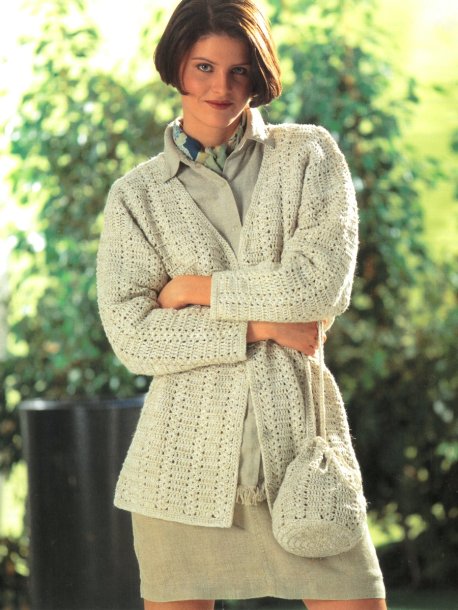 Crochet cardigan and bag