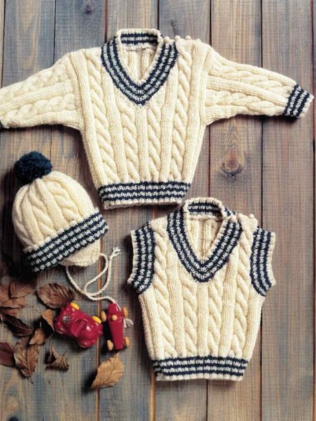Sweater, slipover and hat