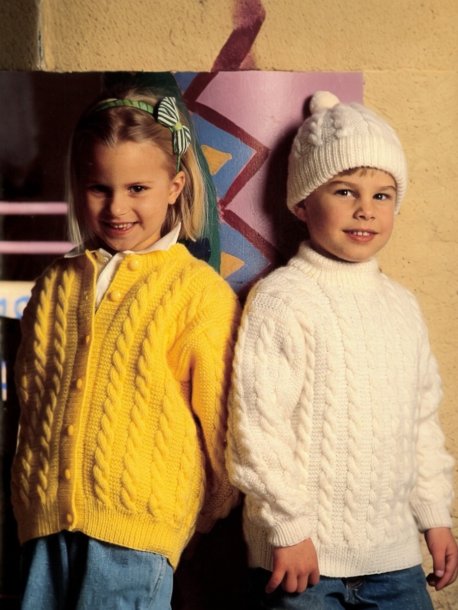 Sweater, cardigan and hat