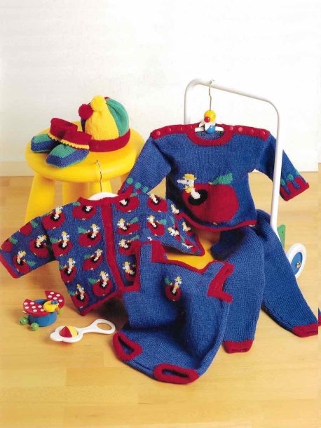Sweater, cardigan, pants, hat and socks