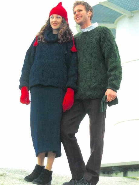 Women's and men's sweaters, loose polo shirts, skirts, hats and mittens